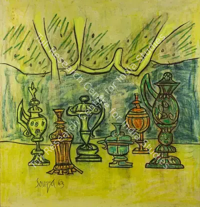 F.N. Souza (Artist), Still Life, 1963, Painting