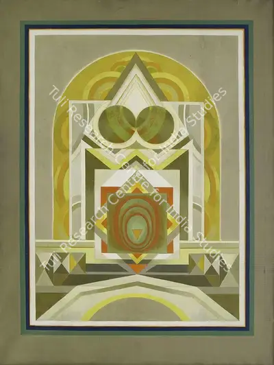 Santosh, G.R. (Artist). Untitled (The Temple of the Divine), 1992 | Painting, AG.Mum/23.08.17, 2017 · Asta Guru
