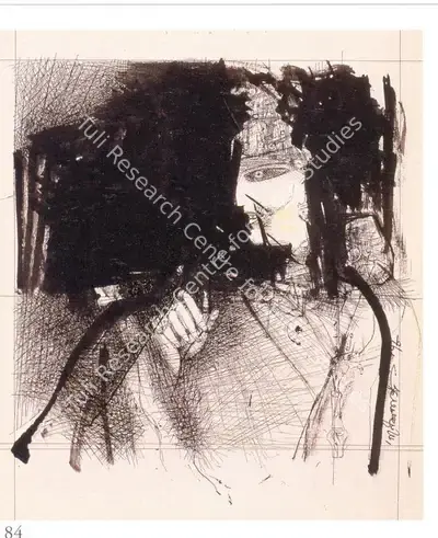 Ganesh Pyne (Artist), Queen, 1978, Drawing