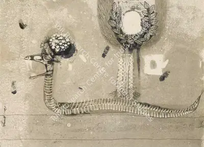 Ganesh Pyne (Artist), Sentinel, 1967, Painting