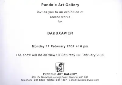 Babu Xavier (Artist), Babu Xavier, 2002, Solo Exhibition Invitation
