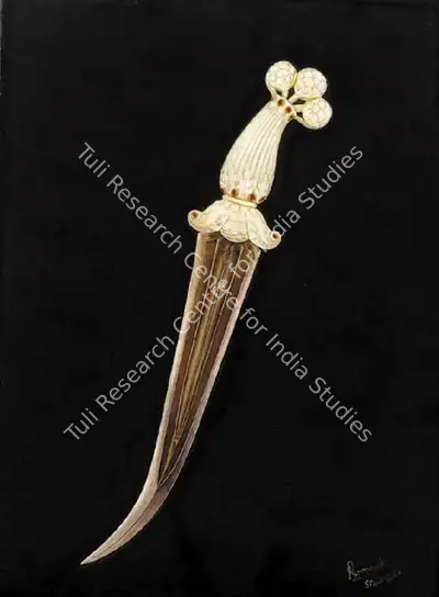 Ramesh Sharma (Artist), Mughal Dagger With Jade Foliated Hilt, Painting