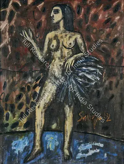 F.N. Souza (Artist), Fan Dancer, 1962, Painting
