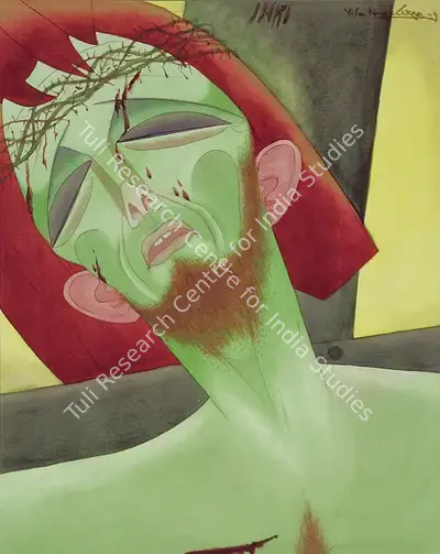Nageshkar, Vishwanath (Artist). Cry for Humanity, 1949 | Painting, Os.Mum/02.12.05, 2005 · Osian's