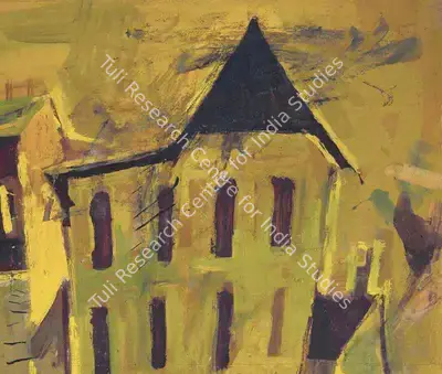 S.H. Raza (Artist), Untitled (House), 1953, Painting