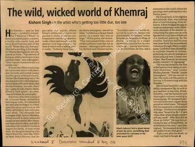 Kishore Singh (Reporter), The Wild, Wicked World of Khemraj, 2008, Newspaper Clipping