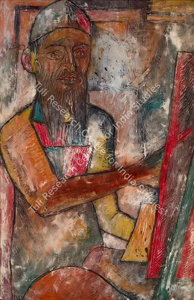 F.N. Souza (Artist), Portrait of Husain, 1948, Painting