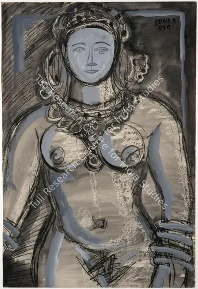 F.N. Souza (Artist), Nude, 1950, Painting