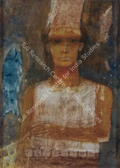 Ganesh Pyne (Artist), Seated Man, 1990, Painting