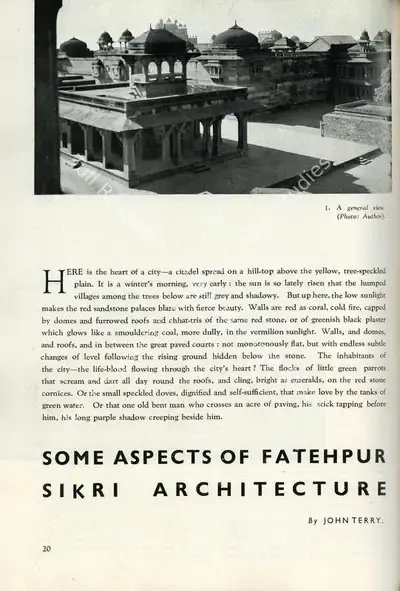 John Terry (Essayist), Some Aspects of Fatehpur Sikri Architecture, 1948, Essay