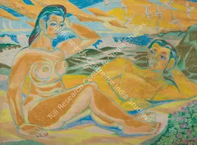 Chittaprosad (Artist), Untitled (Lovers), 1970, Drawing