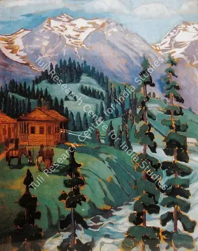 Sass Elizabeth Brunner (Artist), View of Lidder Valley, Kashmir, 1940, Painting