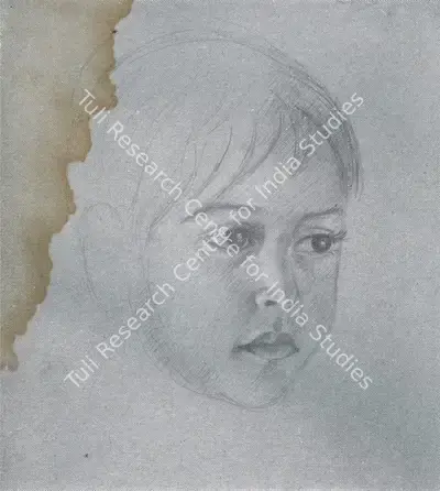Homi J. Bhabha (Artist), Head of Child, 1942, Sketch