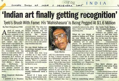 Rati Chaudhary (Writer), Indian Art Finally Getting Recognition', 2005, Newspaper clipping
