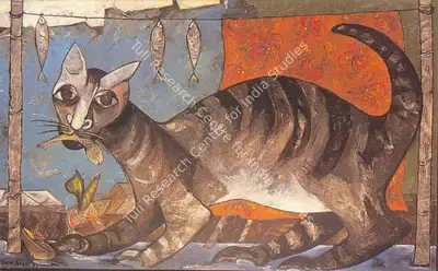 Manu Parekh (Artist), The Cat, 1987, Painting