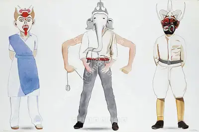 Surendran Nair (Artist), Darwaza Kholo Cuckoonobulon Opolis, 2004, Painting
