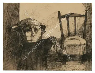Ganesh Pyne (Artist), Untitled (Monkey), 1963, Drawing