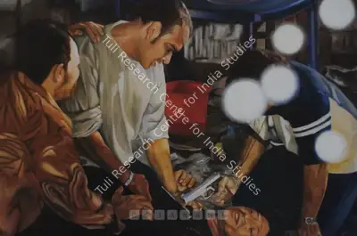 Gupta, Subodh (Artist). Let Me Make My Damn Art. Oil on canvas, 2002 | Painting | FineArts | 00575026