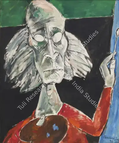 Paritosh Sen (Artist), The Painter at Work, 1996, Painting