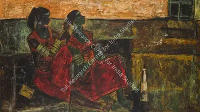 B. Prabha (Artist), Untitled (Two Ladies), 1957, Painting
