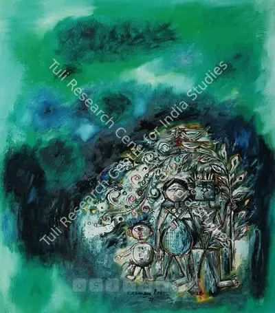 Laxman Pai (Artist), Green, 1971, Painting