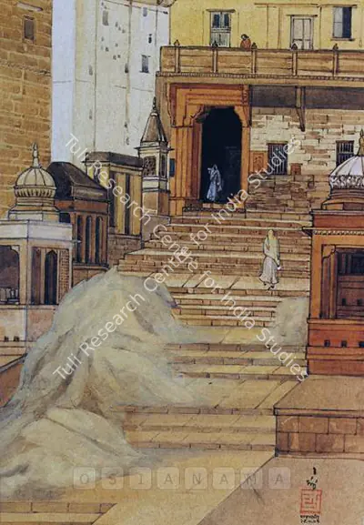 Indra Dugar (Artist), Banaras Ghat, 1967, Painting