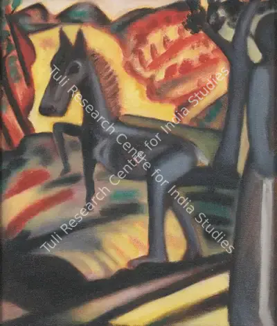 Surendran Nair (Artist), The Frightened Horse and the Lost King, 1991, Painting