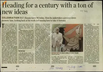 Alka Raghuvanshi (Reporter), Heading for a Century with a Ton of New Ideas, 2005, Newspaper Clipping