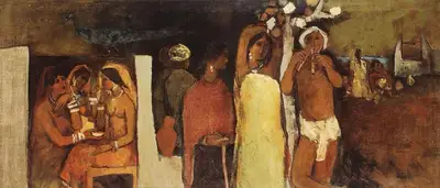 Arup Das (Artist), The Village Idyll, 1970, Painting