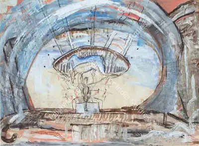 N.S. Harsha (Artist), Making a Meteorite, Painting