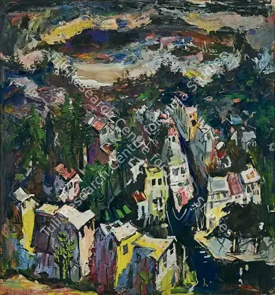 S.H. Raza (Artist), Kashmir Valley, 1949, Painting