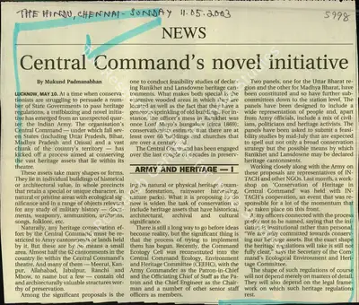 Mukund Padmanabhan (Reporter), Central Command's Novel Initiative, 2003, Newspaper Clipping