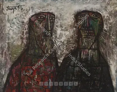 F.N. Souza (Artist), The Two Elders, 1956, Painting