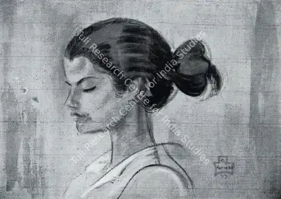 Shiavax Chavda (Artist), Head Study, 1947, Painting