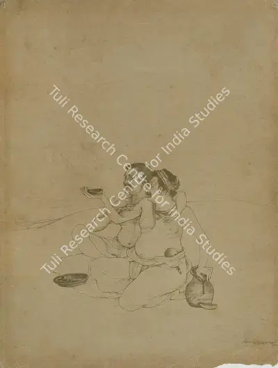 Nandalal Bose (Artist), Jagai Madhai, 1907, Drawing