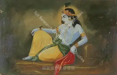 Ustad Allah Bukhsh (Artist), Krishna In Contemplation, 1924, Painting