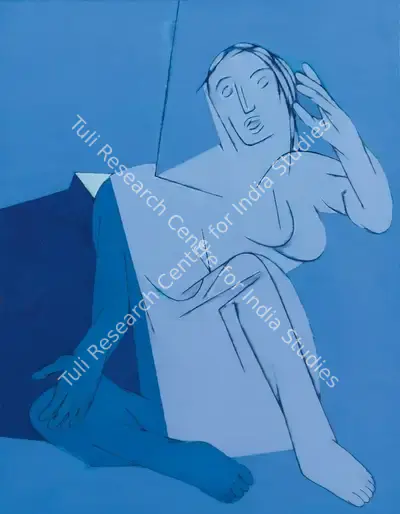 Tyeb Mehta (Artist), Blue Painting, 1982, Painting