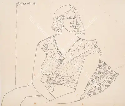 K. Laxma Goud (Artist), Untitled (Woman), 1980, Drawing