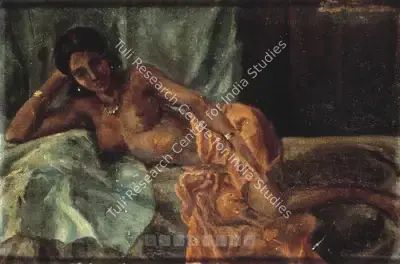 Satish Sinha (Artist), Green & Orange, 1945, Painting