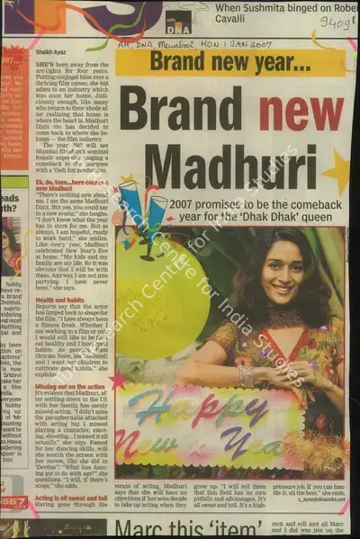 Shaikh Ayaz (Reporter), Brand New Year… Brand New Madhuri, 2007, Newspaper Clipping