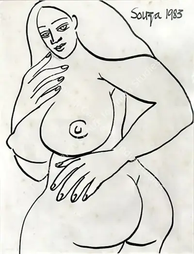 F.N. Souza (Artist), Untitled, 1983, Drawing