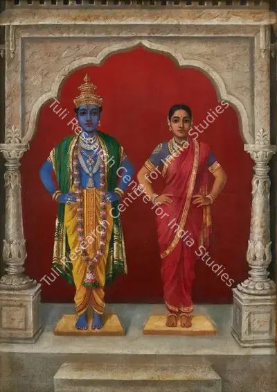 Varma, Raja Ravi (Artist). Pandurangavittal and Rakhumaye (Krishna and Rukmini), n.d. | Painting, Pu.Onl/07.12.23, 2023 · Pundole