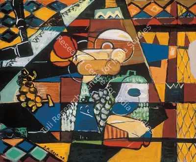 S.H. Raza (Artist), Studio with Still-Life, 1949, Painting