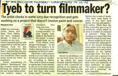 Rituparna Som (Writer), Tyeb to Turn Filmmaker?, 2006, Newspaper clipping