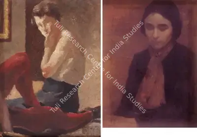 Atul Bose (Artist), Lady on Bed and Portrait of Woman (Verso), 1958, Painting