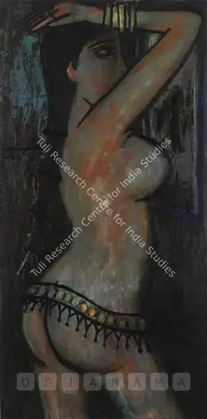 Souza, F.N. (Artist). Girl With Hairpin And Girdle. Oil on board, 1957 | Painting | FineArts | 00598872