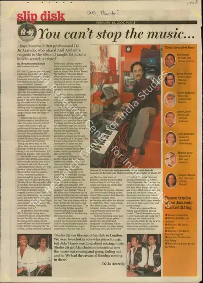 Shradha Sukumaran (Reporter), You can't stop the music…, 2006, Newspaper Clipping