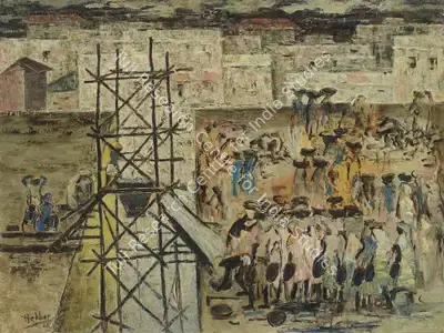 K.K. Hebbar (Artist), Untitled (Construction), 1962, Painting