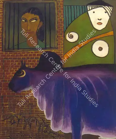 M.F. Husain (Artist), Window, 1996, Painting