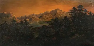 Gangooly, J.P. (Artist). Himalayan View, n.d. | Painting, De.Onl/27.08.22, 2022 · DeRivaz & Ives